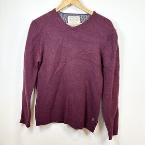 White Stuff Sweater Women's Large Red Burgundy Laundered Classics Lambs Wool